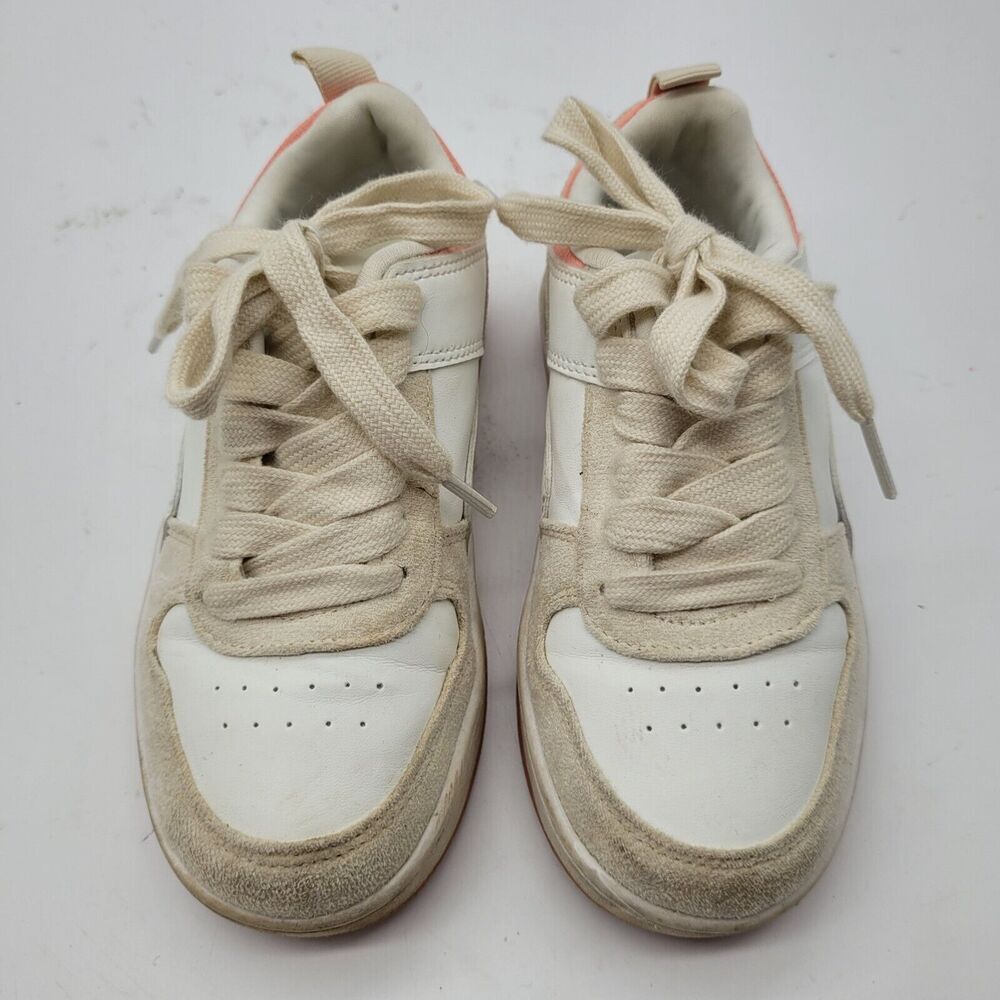 Link girls toddler Size 13 Sneakers Shoes Suede Lace Up Colorblock White pink - Picture 2 of 7